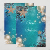 Invitation Thème de mariage fête d'anniversaire plage (Devant / Derrière)