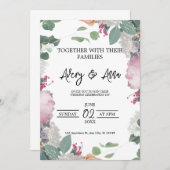 Invitation Thème de mariage floral (Devant / Derrière)