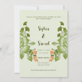 Invitation Thème de Mariage Floral Rose vert (Devant)