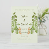 Invitation Thème de Mariage Floral Rose vert (Debout devant)