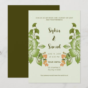 Invitation Thème de Mariage Floral Rose vert