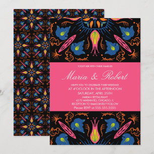 Invitation Thème de mariage indien éléphant floral noir Invit