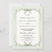 Invitation Thème de mariage sage avec ruban et rayure (Devant)