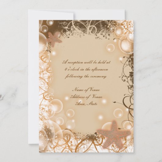 Invitation Thème de mariage sur la plage ~ réception élégante (Dos)