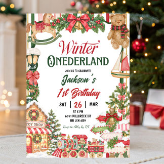 Invitation Thème de neige de Noël Hiver Onederland Anniversai