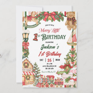 Invitation Thème de neige de Noël Joyeux Premier Anniversaire