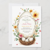 Invitation Thème de nid d'oeufs floraux Baby shower de Pâques (Devant)