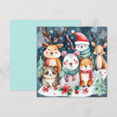 Invitation Thème de Noël Animaux mignons (Devant / Derrière)