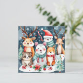 Invitation Thème de Noël Animaux mignons (Debout devant)