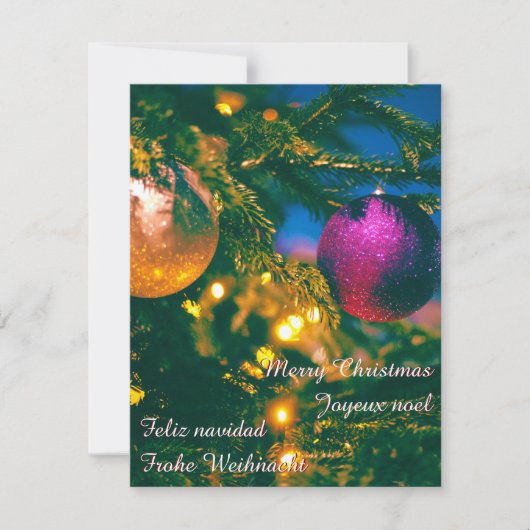 Invitation Thème de Noël avec 2 boules de Noël... (Devant)