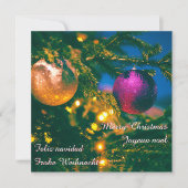 Invitation Thème de Noël avec 2 boules de Noël... (Devant)