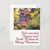 Invitation Thème de Noël avec deux cloches (Devant / Derrière)