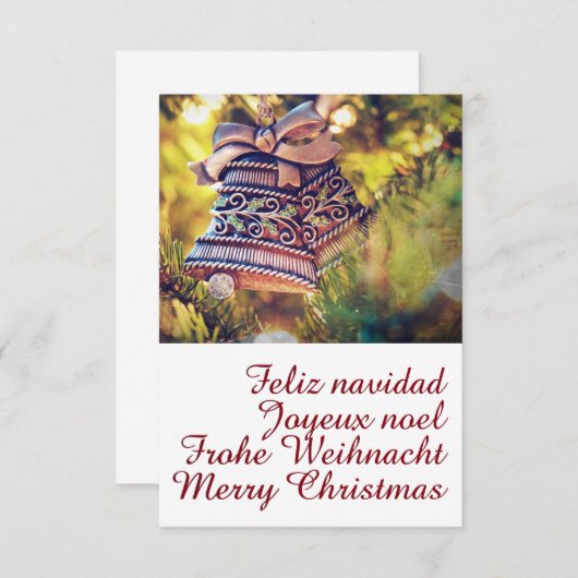 Invitation Thème de Noël avec deux cloches (Devant / Derrière)