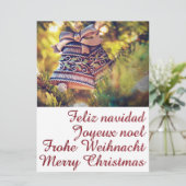 Invitation Thème de Noël avec deux cloches (Debout devant)