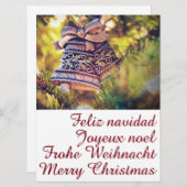 Invitation Thème de Noël avec deux cloches (Devant / Derrière)