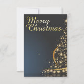 Invitation Thème de Noël bleu avec arbre de Noël doré (Devant)