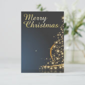 Invitation Thème de Noël bleu avec arbre de Noël doré (Debout devant)