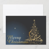 Invitation Thème de Noël bleu avec arbre de Noël doré (Devant / Derrière)