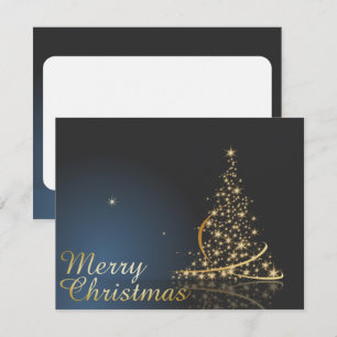 Invitation Thème de Noël bleu avec arbre de Noël doré
