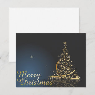 Invitation Thème de Noël bleu avec arbre de Noël doré
