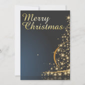 Invitation Thème de Noël bleu avec arbre de Noël doré (Devant)