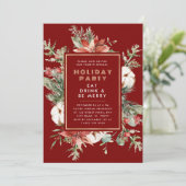 Invitation Thème de Noël Cadre Floral Fête (Debout devant)