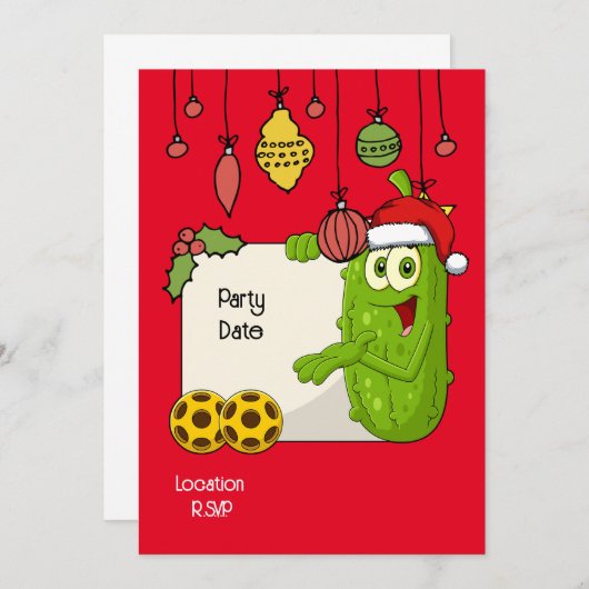 Invitation Thème de Noël de Pickleball (Devant / Derrière)