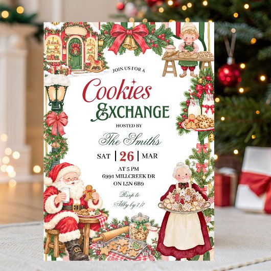 Invitation Thème de Noël Échange de biscuits de Noël