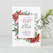 Invitation Thème de Noël festif Poinsettia Frame Party (Debout devant)