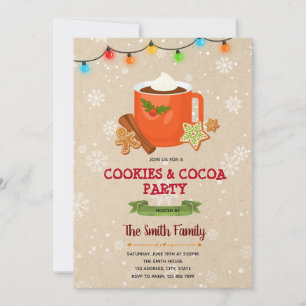 Invitation thème de Noël rose cacao et biscuits