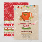 Invitation thème de Noël rose cacao et biscuits (Devant / Derrière)