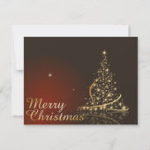 Invitation Thème de Noël rouge avec arbre de Noël doré (Devant)