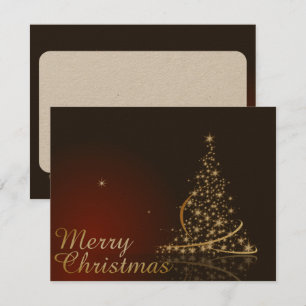 Invitation Thème de Noël rouge avec arbre de Noël doré