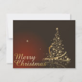 Invitation Thème de Noël rouge avec arbre de Noël doré (Devant)