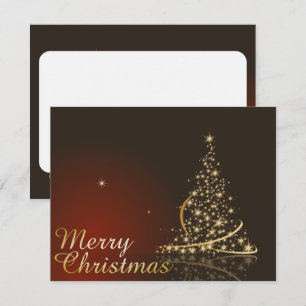 Invitation Thème de Noël rouge avec sapin de Noël doré