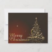 Invitation Thème de Noël rouge avec sapin de Noël doré (Devant)