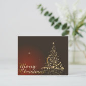 Invitation Thème de Noël rouge avec sapin de Noël doré (Debout devant)