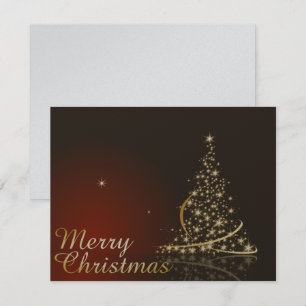 Invitation Thème de Noël rouge avec sapin de Noël doré
