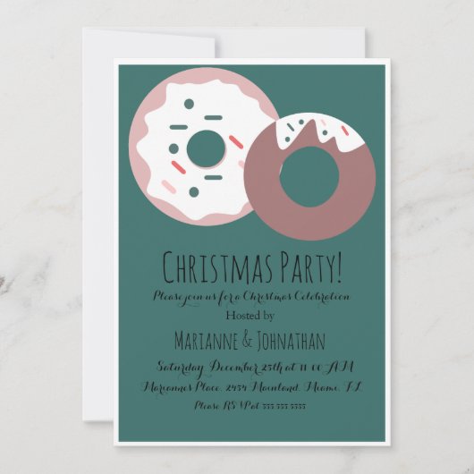 Invitation Thème de Noël Saupoudré de beignes (Devant)