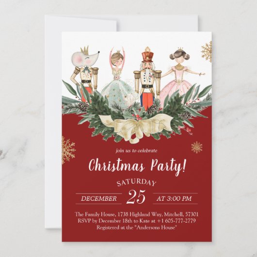 Invitation Thème de Noisette Fête de Noël (Devant)