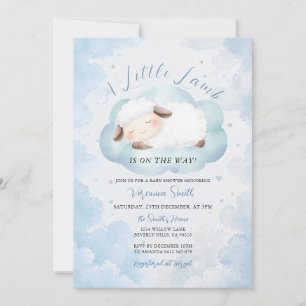Invitation Thème de nuage bleu pour Baby Shower Mignon Petit