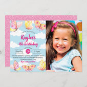 Invitation Thème de papillon Anniversaire Photo (Devant / Derrière)