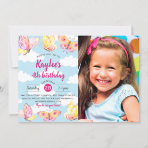 Invitation Thème de papillon Anniversaire Photo