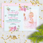 Invitation Thème de papillon rose doux Fille Anniversaire