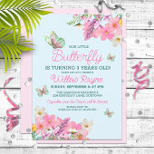 Invitation Thème de papillon rose doux Fille Anniversaire