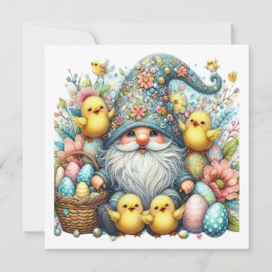 Invitation Thème de Pâques Précieux Gnome (Devant)