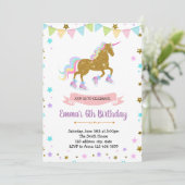 Invitation Thème de patinage sur glace de licorne mignonne (Debout devant)