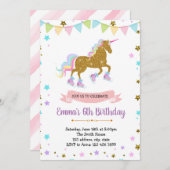 Invitation Thème de patinage sur glace de licorne mignonne (Devant / Derrière)