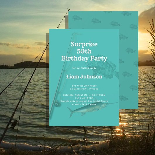 Invitation Thème de pêche Son anniversaire surprise