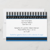 Invitation Thème de piano noir bleu pour 16 ans (Dos)